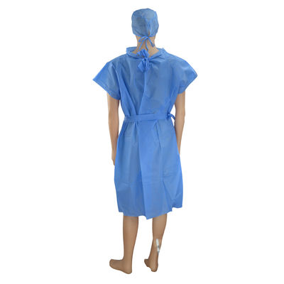 Elastic Neck Waterproof Blue White PE Protective Film Cancer Therapy Disposable Isolation Gowns